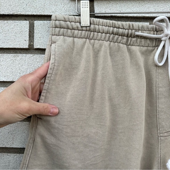 BDG Bonfire Cutoff Shorts Sweatshort Light Sand Beige Casual Drawstring Elastic - Picture 5 of 12